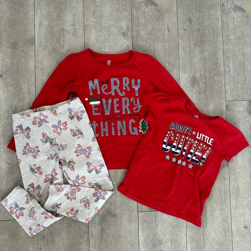 4T Girl clothes bundle Christmas 4th July & pants
